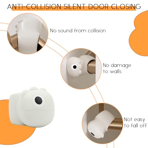 Image of SNOWIE SOFT Silicone Lever Handle Knob Cover Door Cushion Guard Set of 3 Pcs Door Stopper Childproof Finger Pinch Guards Universal Childproof Guards,White