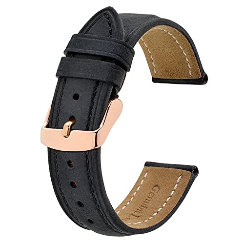 Bracelet de montre en cuir 18mm 20mm 22mm avec boucle or rose