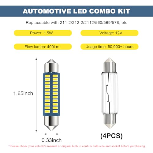 Bulbos LED para carro de 31-42 mm, 6000K, 400LM, juego 4 piezas miniatura 2