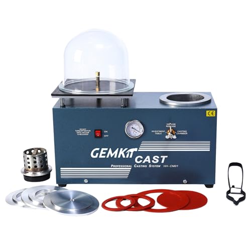 GEMKIT Vacuum Casting Machine 2L Professional Metal Casting Machine with 3 CFM Pump Jewelry Casting Machine for Lost-Wax & Precious Metals 110V HH-CM01
