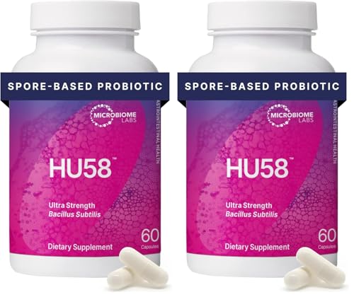 Image of Microbiome Labs HU58 Bacillus Subtilis Probiotics for Women and Men - High Potency Spore Probiotic for Digestive Health & Immune Support - Daily Capsules with 10 Billion CFU (60 Capsules) (Pack of 2)