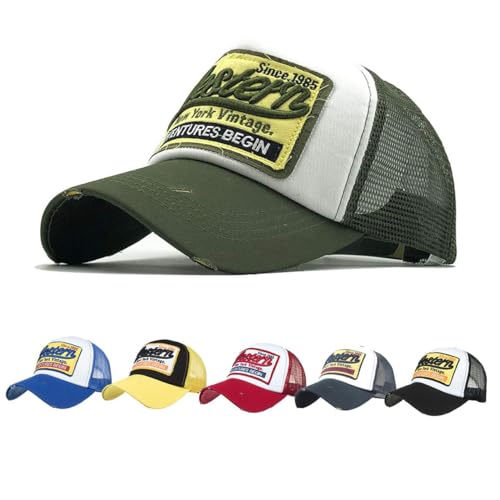 CheChury Unisex Baseball Cap Mode Sommer Kappe Mesh Hüte Hip Hop Baseballmütze Kappe für Herren und Damen Snapback Vintage Used Look Retro Mütze