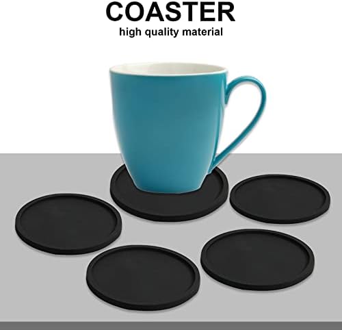 Table Coasters for Drinks 6 PCS Non-Slip Soft Silicone Cup Coasters for Drinks Absorbent Coasters Cup Pad Heatproof Drinks Mats Coasters for Drinks Absorbent