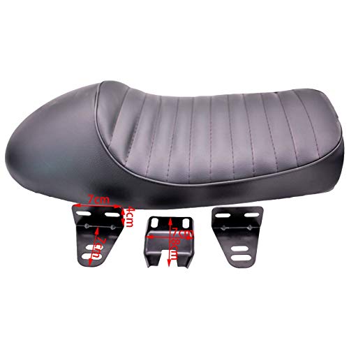 KATUR Universal Motorcycle Flat Vintage Seat Hump Vintage Seat Cushion Saddle Compatible with Honda CB125S CB550 CL350 450 CB CL Retro Cafe Racer Black - Thumbnail 3