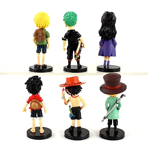 Image of Trunkin One Piece 6 Pcs Small Anime Action Figure Set Luffy Zoro Sanji Ace Sabo Robin PVC Figures Weeb Manga Collection Model Doll Gift Action Figurine