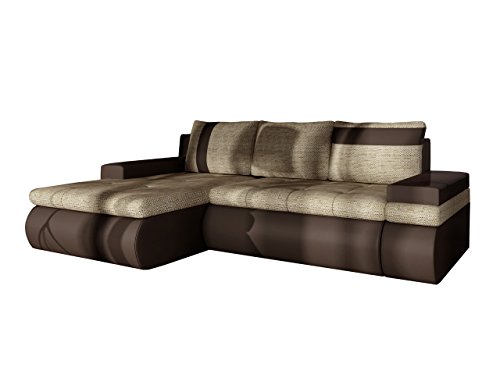 Mirjan24 Oslo Mini Canapé d'angle d'angle avec Coffre de Rangement et Fonction Sommeil, canapé, canapé, canapé de lit, couffin et Coussin