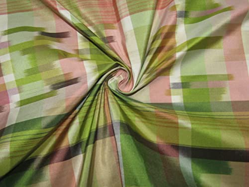 Tissu taffetas soie au mètre rose vert pour jupe et costume