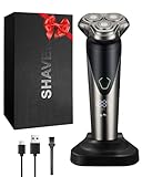 Afeitadora Eléctrica Rotativa Para Hombre, Cabezal Flotante 3D de Doble Anillo, Resistente al Agua IPX5, Carga Principal por Base y Recarga USB, el Regalo Ideal Para Hombres