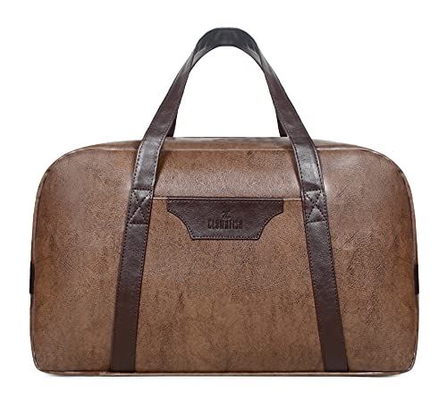 Image of The Clownfish Romer 27 litres Unisex Faux Leather Travel Duffle Bag (Brown)