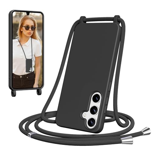 Cover per Samsung Galaxy A15 con Cordino Morbido Case con Laccio Tracolla Regolabile e Rimovibile Antiurto AntiGraffio Case per A15 silicone tpu nero