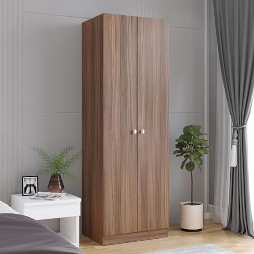 Image of FURNEASER Fanciable Engineering Wood 2 Door Wardrobe Almirah for Clothes | Double Door Cabinet Closet Organizer | Multipurpose Cupboard for Bedroom Living Room | 60 x 42 x 180 CM (Exotic Teak)