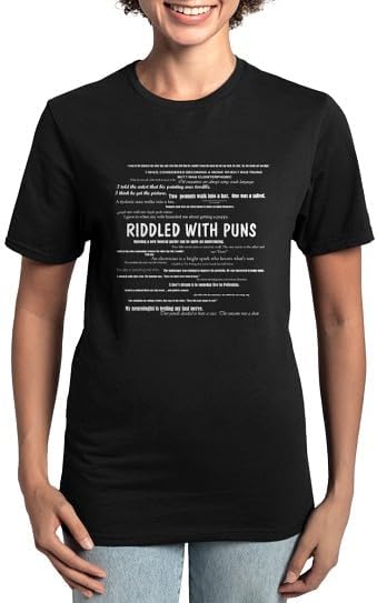 CafePress Riddled with Puns2 Womens Classic T Shirt Womens Relaxed Fit Classic Cotton T-Shirt