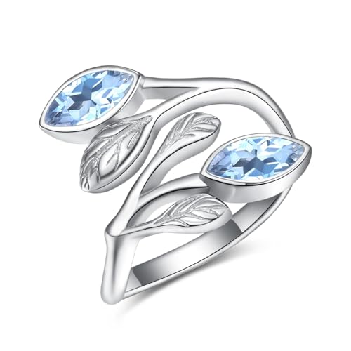 Bague feuille argent 925 pierre de lune femme fille bague de Noël
