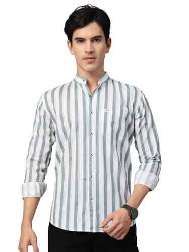 Image of Majestic Man Men's Pure Cotton Mandarin Collar Slim Fit Casual Shirt