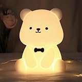 Attivolife Teddy Bear Night Light for Kids, Baby Nursery Beside Silicone Lamp, Protable USB Rechargeable Kids' Bedroom Nightlight with 8 Color Lights, Birthday Christmas Gifts for Girl Boy Children