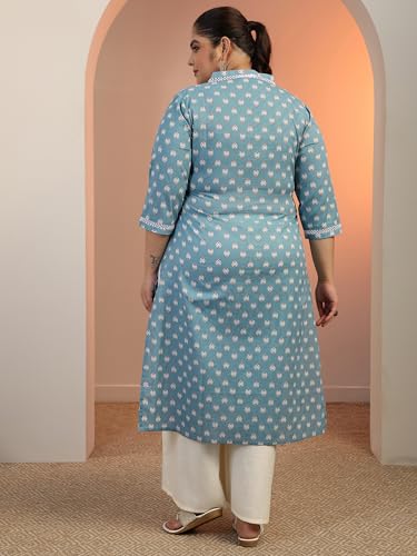 Image of Plus Size Printed Cotton Straight Kurta | Ethnic Wear