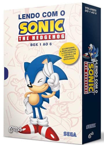 BOX: LENDO COM O SONIC – THE HEDGEHOG (vol. 1 ao 6): • Acompanha marcadores personalizados e adesivos