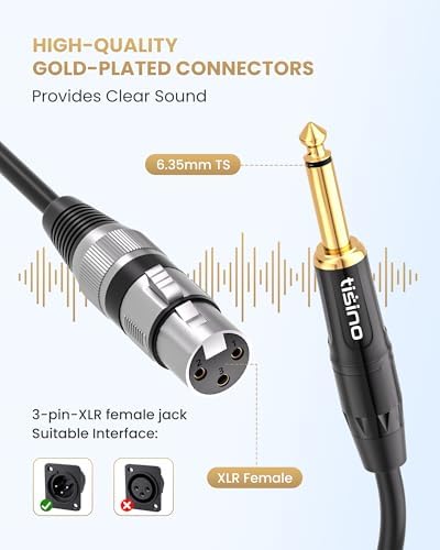 Tisino Female XLR Auf 1/4 (6,35 mm) TS Mono Jack - 2 Meter - Ideal für Musikfreundinnen und professionelle Sängerinnen