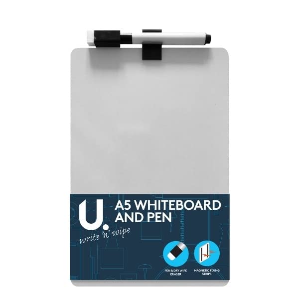 Martello U. Magnetic Write & Wipe A5 Whiteboard & Pen, (P2264)