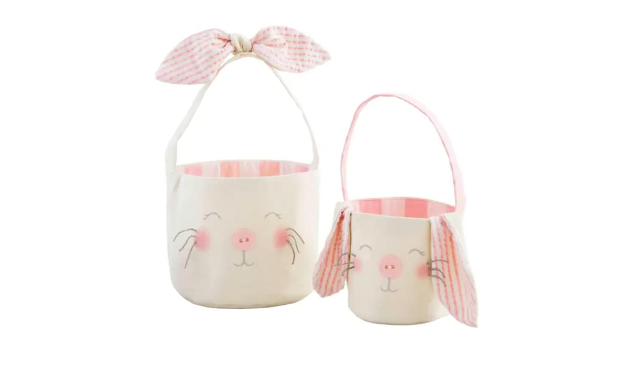 Panier de Pâques lapin rose en feutre pour chasse aux œufs