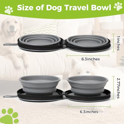 Silicone Collapsible Dog Bowl,2 in 1 Portable Water|Food Bowl for Dog and cat,Canvas Storage Bag,Folds Flat for Easy Storage,Making it Ideal for Travel,Camping,Hiking,Outdoor Adventures,Daily Walks - Image 2