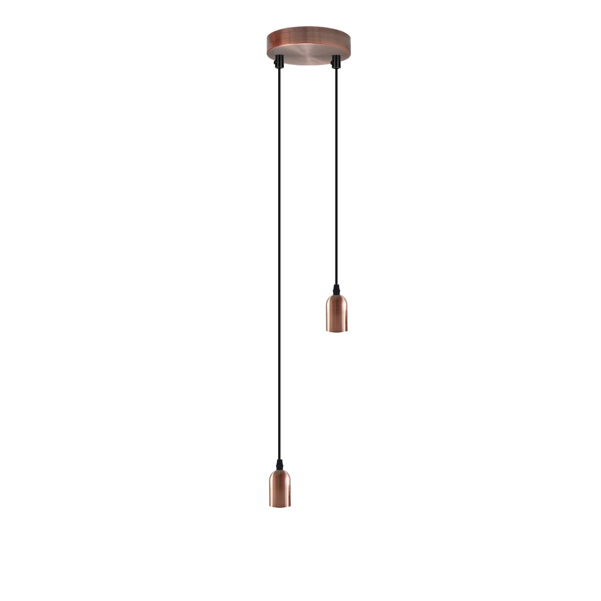 DC VOLTAGE Modern Vintage 2 Head Light Cluster Cascade Ceiling Pendant E27 Drop Light Height Adjustable Hanging Lamp Fixture for Kitchen Restaurant etc.