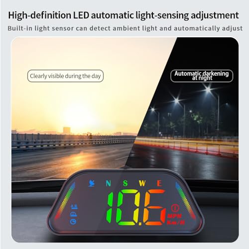 Image of Universal Car HUD GPS Speedometer - G23 Heads up Display Digital Speedometer MPH Real-Time Display with Overspeed Alarm & Fatigue Driving Alert, Plug and Play USB, Auto Brightness for All Vehicles