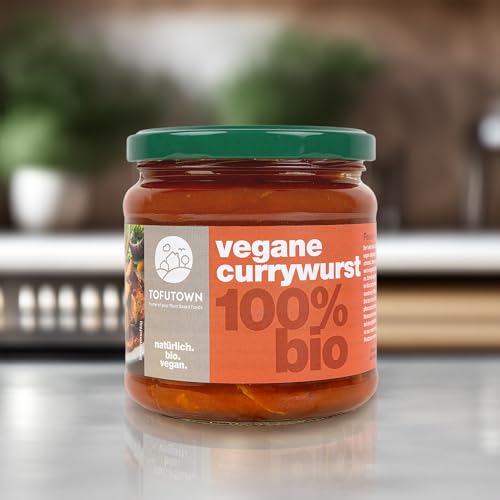 TofuTown Vegane Currywurst im Glas 6x350g – Geschmack wie das Original, perfekt gewürzt, nachhaltig & ohne künstliche Zusätze – Hochwertiger Fleischersatz aus natürlichen Zutaten