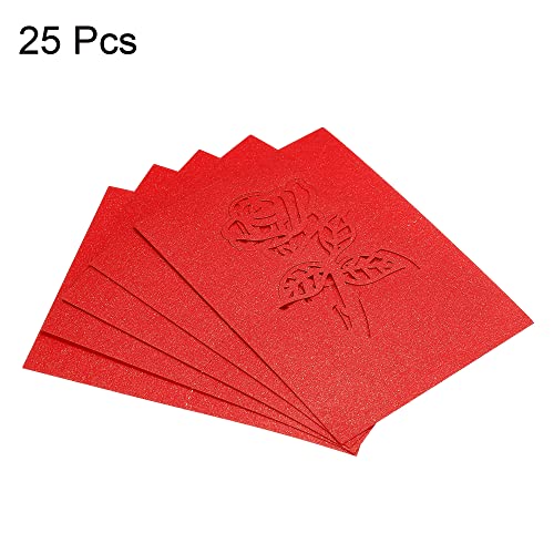 PATIKIL Table Name Place Cards,25Pcs 4.68 x 3.51inch Favor Decor Rose Cut Design Blank Card for Wedding Party Seating Place Cards Red - Image 3