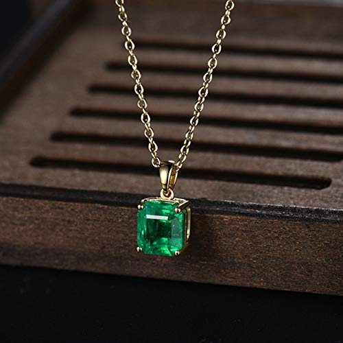 Collier pendentif émeraude 2.5Ct de forme carrée et or 750