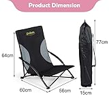 Unibos Folding Beach Chair with Padded Armrest, Outdoor Low Beach Chair Lightweight, Portable, Folding Outdoor Seat For Camping Beach Festivals Garden Caravan Trips Fishing BBQ With Carry Bag - Image 3