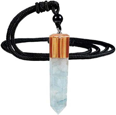 Nupuyai Healing Crystal Point Pendant Necklace for Women Men, Spiral Hexagonal Stone Pendant with Adjustable Cord 60cm