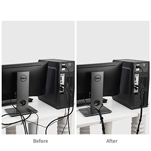 Image of 100Pk Reusable Cable Ties Cable Straps, Trilancer 6''x0.47'' Thin Wire Cord Organization Ties with Hook and Loop for Home, Office and Data Centers(Black)