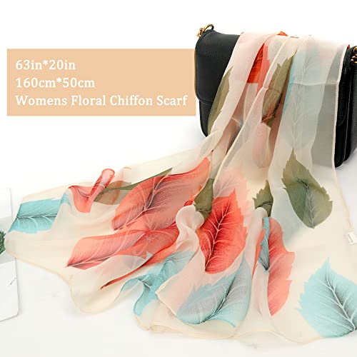 BLURBE Chiffon Scarf Women - Ladies Scarves Lightweight Floral Print Chiffon Scarfs Shawls and Wraps for Womens Spring Autumn