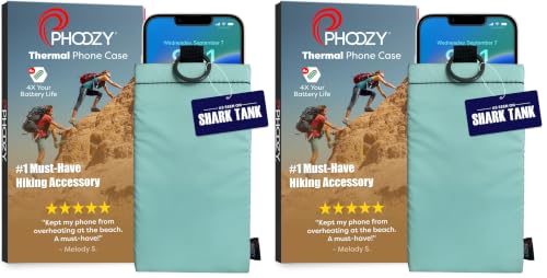 Image of PHOOZY Apollo II Thermal Phone Case with NASA-Derived Technology - Extends Battery Life 4X in Hot or Cold Weather - Military Grade 8-Foot Drop Protection Insulated Pouch - Large Mint (Pack of 2)
