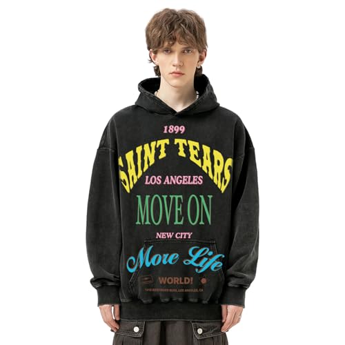 Saint Tears Mens Oversized Hoodies Pullover Acid Wash Hoodie Graphic Print Casual Hoodie Vintage Sweatshirt Streetwear Unisex3
