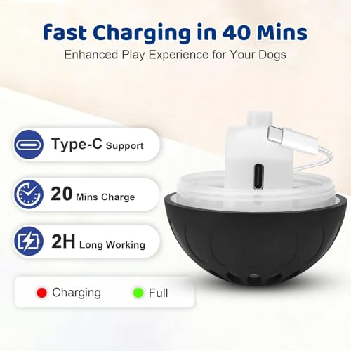 Pipihome Interaktives Hundespielzeug Ball, Hundeball Elektrisch Automatisch Rollender mit LED-Lichtern Spielball, Hundespielzeug Intelligenz für Kleine/mittlere/große Hunde, USB Wiederaufladbar