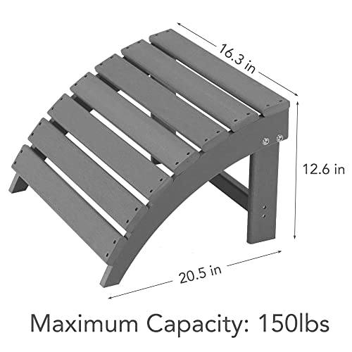 Sundale Outdoor Plastic All-Weather Adirondack Chair Ottoman, Adirondack Chair Footrest, Fade And Rust Resistant, Perfect For Outside Patio Garden Pool Yard Grey #TOP2