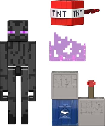 Miniatura 3 de Mattel Minecraft Enderman, Figura de acción con Accesorio y Redstone de construcción, Conjunto a Escala de 8,25cm Coleccionable, Inspirada en el Videojuego, JJR88