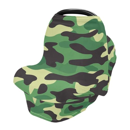 Baby Car Seat Canopy Covers Nursing Cover Stretchy Boys Girls Green Camouflage Carrier Cover Breastfeeding Cover Breathable