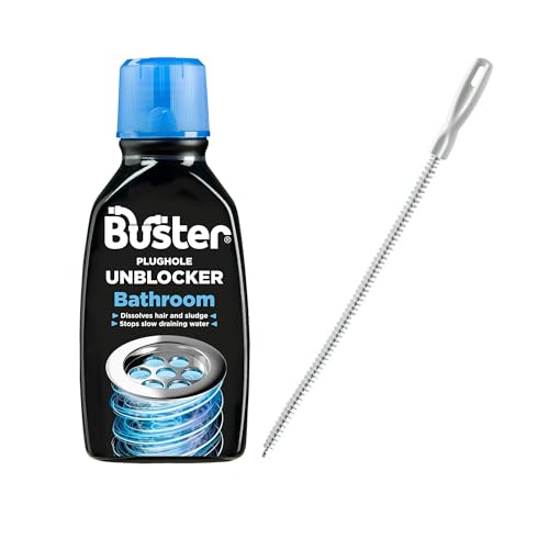Buster Bathroom Plug Unblocker & Drain Snake Unblocker Kit – Heavy Duty Drain Unblocker Liquid to Unblock Toilets and Sinks