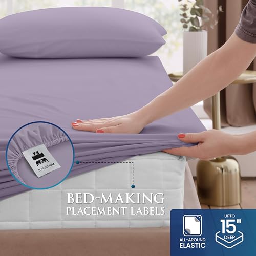 Image of Utopia Bedding Twin Sheet Set 3 Piece Soft Sheets - Lavender