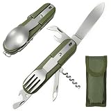 1PC Multifonction 7 en 1 Vaisselle de Camping,Couverts Randonnée Couverts de Camping...