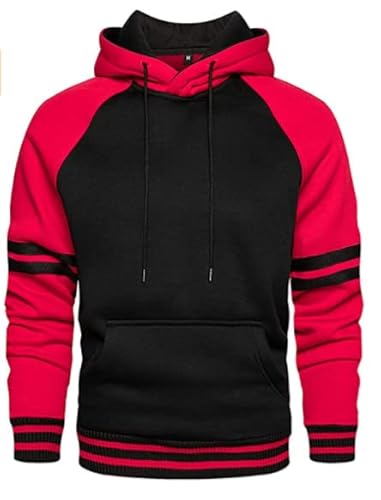 JACKETOWN Sweat à capuche épais pour homme en polaire chaude pour homme, 2101 Noir Rouge, L Cover