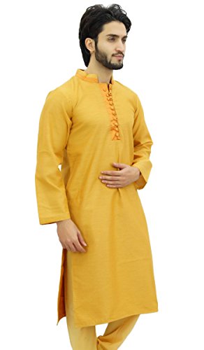 Atasi Men's Long Kurta Maroon Dupion Ethnic Bollywood Style Shirt3