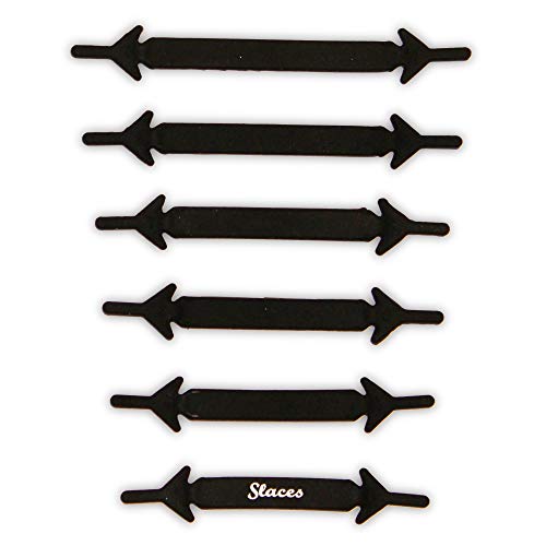 Gli originali Slaces Lacci per scarpe – Superficie Liscia – Unisex, Ricoperti in silicone, nero (nero), One size