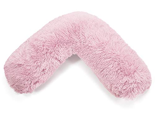 NIGHTZONE Teddy Bear V Shaped complete pillow or Case for support Maternity, Neck, Back, Soft Warm Plush Cosy Fleece Cover (Teddy Cuddles Pink, Case Only)