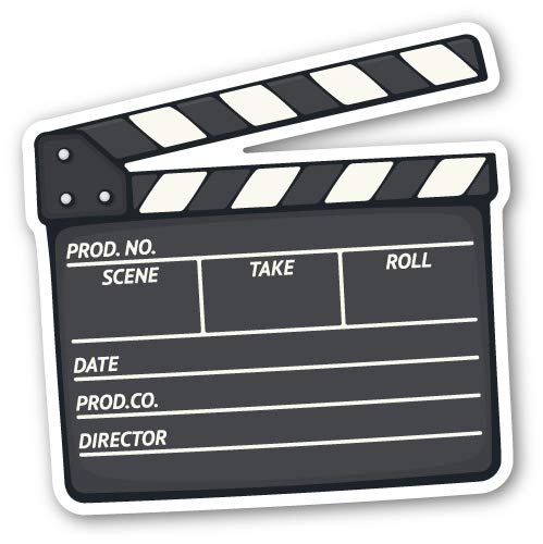 Squiddy Open Clapperboard Cinema Take Action Movie - Vinyl Sticker for Car, Laptop, Notebook (5" Tall)
