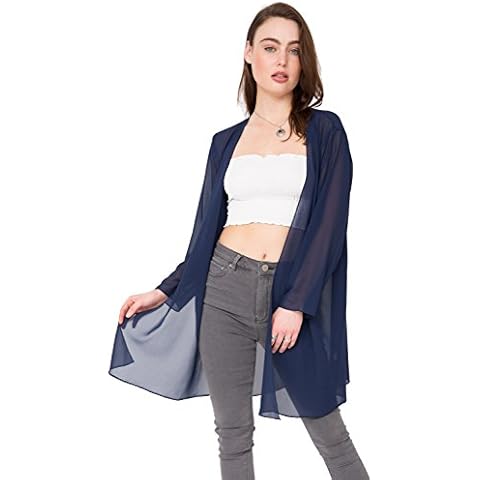 likemary Kimono Cardigans for Women - Long Cardigans - Longline Cardigan Sheer Chiffon - Beach Cover Up Kimono Jacket - Summer Cardigan - Blue M/L Cover