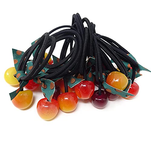 Honbay 12Pcs Elastic Cherry Hair Ties Cute Cherry Bow Hair Rope Rings Non-Slip Cherry Hair Bands Ponytail Holder For Women And Girl (3 Color) #TOP2